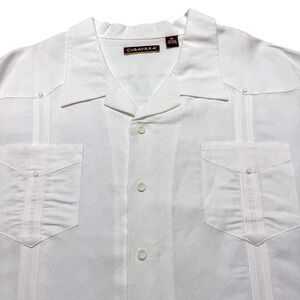 Cubavera Shirt Mens 3XL White Solid Guayabera Short Sleeve Beach Resort Casual